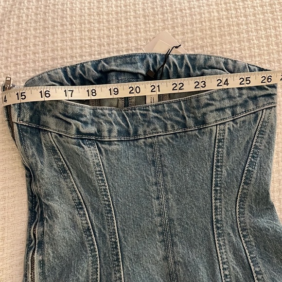 Zara DENIM MINI JEAN STRAPLESS BANDEAU DRESS-New-XS - Picture 8 of 10